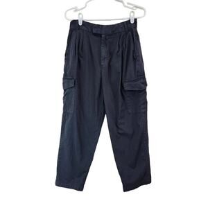 Gap Cotton High Rise Pleated Cargo Pants Trouser Black Size 6 Short Petite